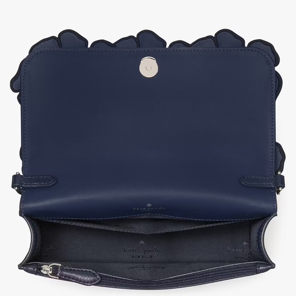 ♠️Kate Spade Madison Embroidered Floral Willow Small Flap Crossbody Bag, Blue - Picture 6 of 9